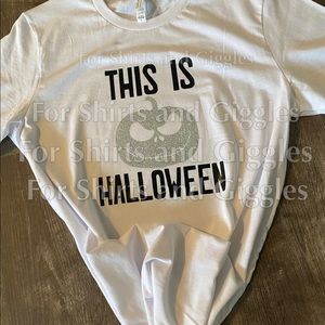 Large Glitter Pumpkin Jack Skellington T shirt